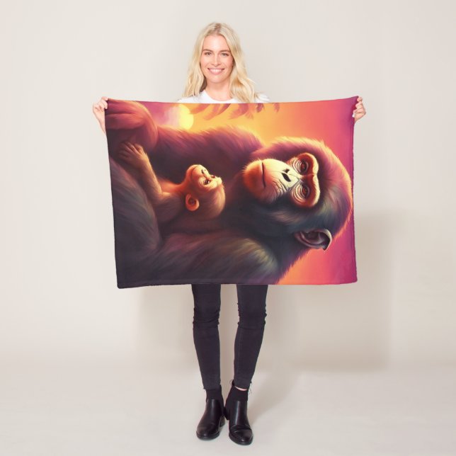 Couverture en polaire singe, 30 po x 40 po (En situation)