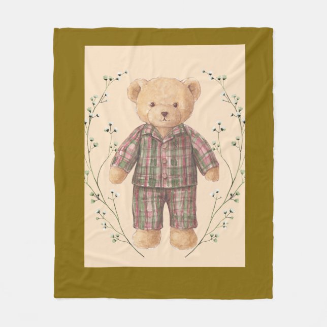 Couverture en polaire style vintage pour nounours (Devant)