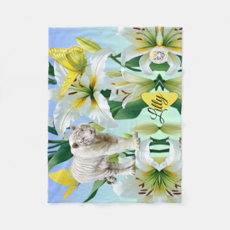 Couverture en polaire Tigre Blanc Jaune Lilly