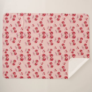 Couverture en Sherpa Fleece à motif rose de cerisi
