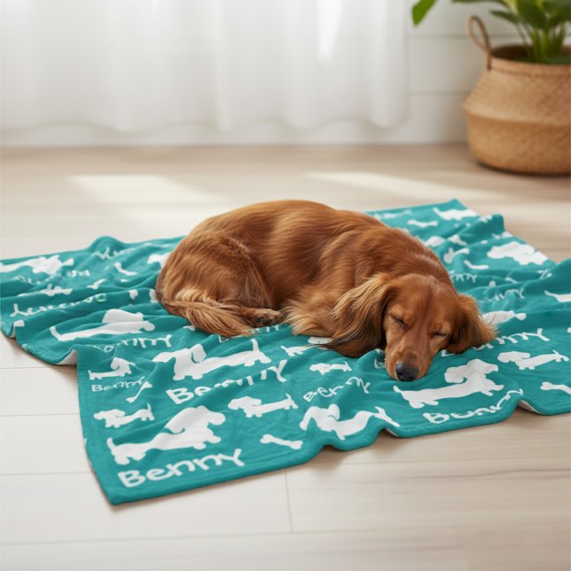 Couverture en toison Dachshund personnalisée pour  (Personalized dachsund blanket)
