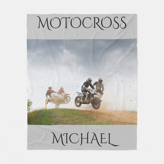 Couverture en toison Motorcross avec nom personnal (Devant)