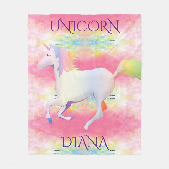 couverture en toison personnalisée UNICORN. (Devant)