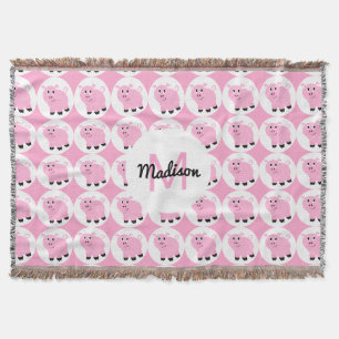 Couverture Enfants monogrammes Motif de cochon rose