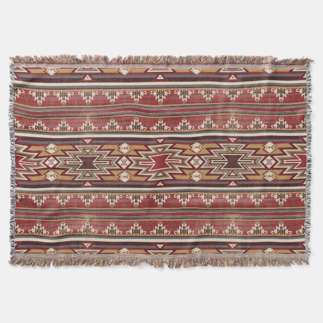 Couverture Ethnic Textile Textile Tribal Aztec Native America (Devant)