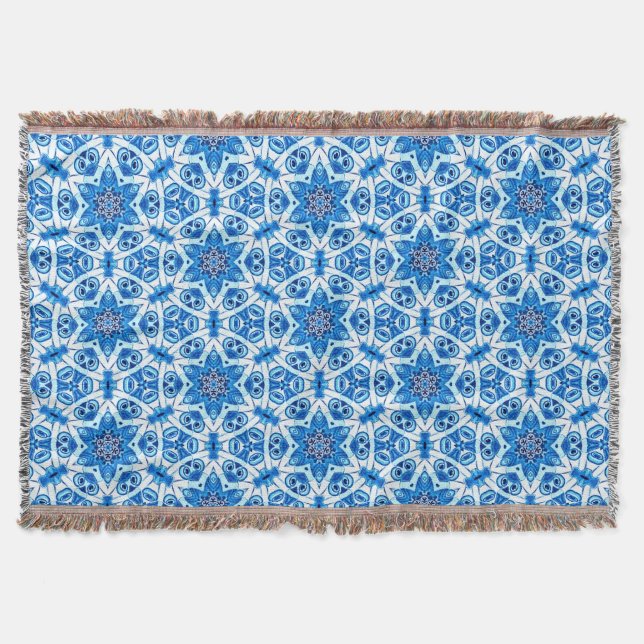 Couverture Étoile bleue et blanche motif de Noël (Devant)