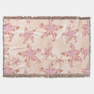 Couverture Étoiles de mer et motif pastel rose corail