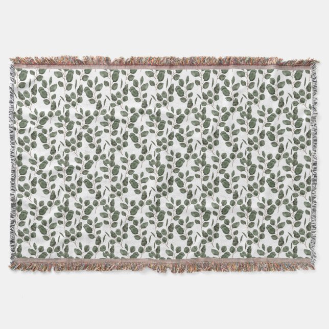 Couverture Eucalyptus Verdure Botanique Tendance Vert Blanc  (Devant)