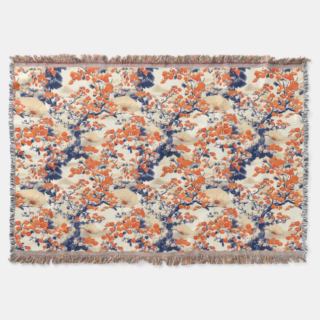 Couverture Éventail de motif de fleurs de cerisier japonais ( (Devant)