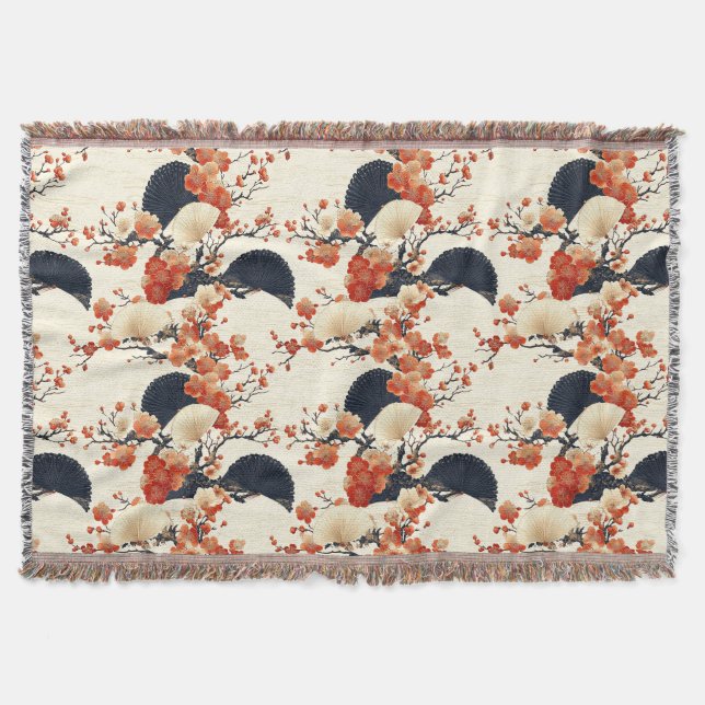 Couverture Éventail de motif de fleurs de cerisier japonais ( (Devant)