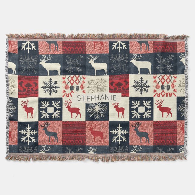 Couverture Fair Isle Patchwork | Reindeer (Devant)