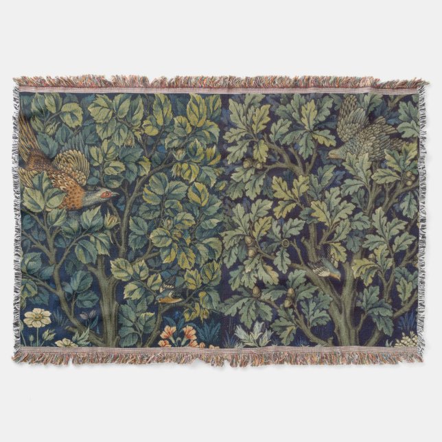 Couverture Faisan d'arbre boisé William Morris (Devant)