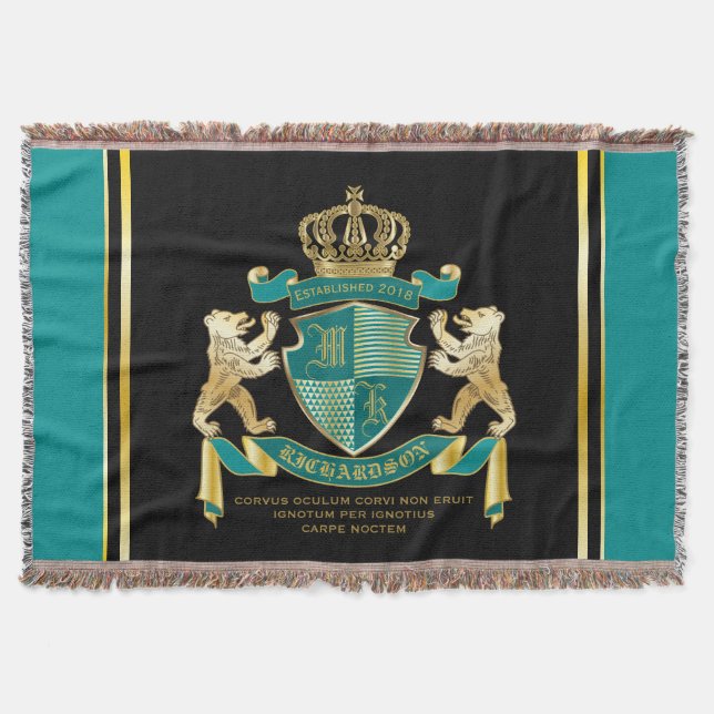Couverture Faites votre propre armoiries Turquoise Emblème d' (Devant)
