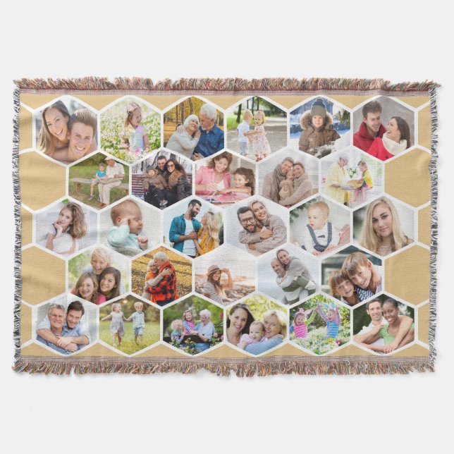 Couverture Famille 28 Photo Collage Honey Beige Honeycomb (Devant)