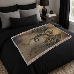 Couverture Fantaisie de dragon en pierre noire tribale