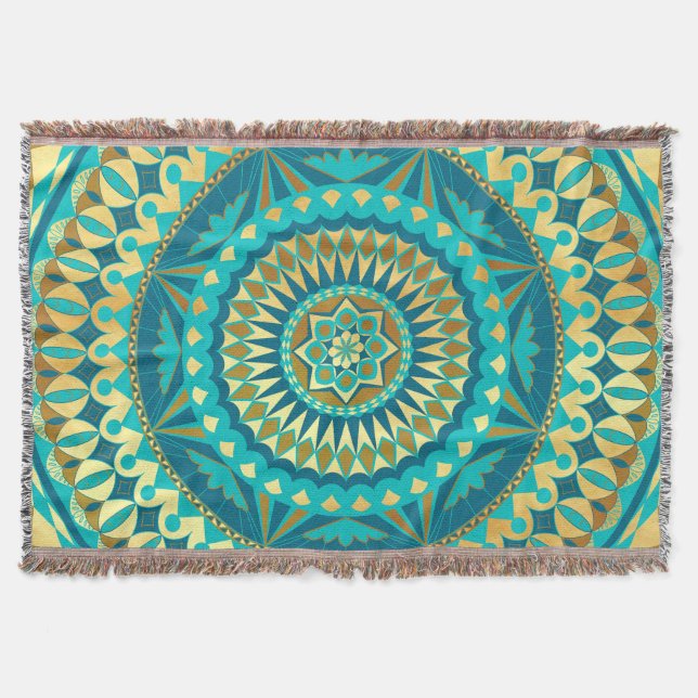 Couverture Fantaisie Mandala Bleu Or (Devant)