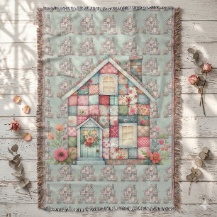Couverture Fausse Maison Florale Cottagecore Patchwork
