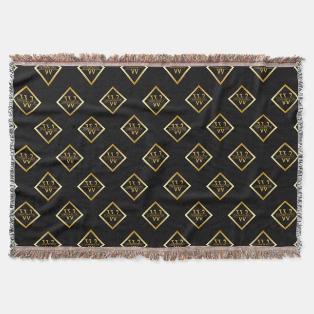 Couverture Faux Axe Monogrammé Or – Noir & Or (Devant)