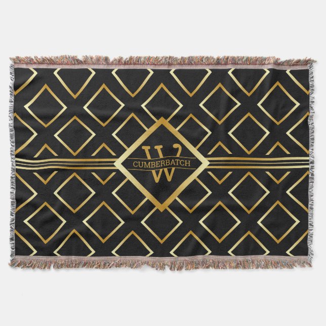 Couverture Faux Monogramme Or - Noir et Or (Devant)