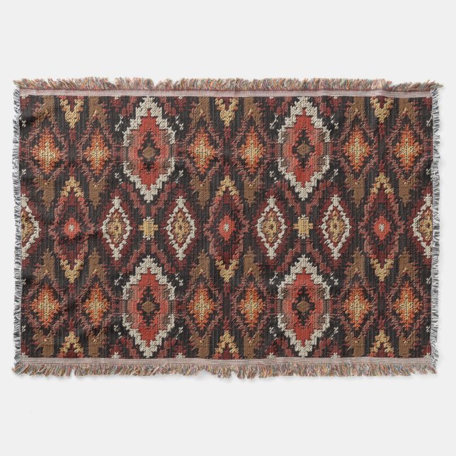 Couverture Faux tricoté Aztec Western motif (Devant)