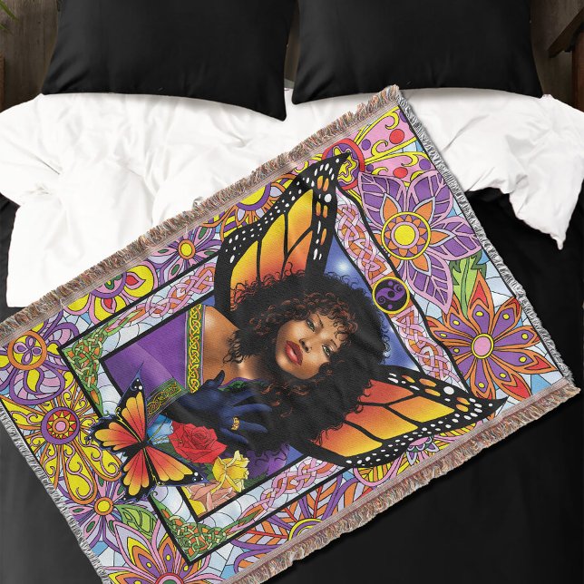 Couverture Fée afro-américaine avec aile papillon monarque (Créateur téléchargé)