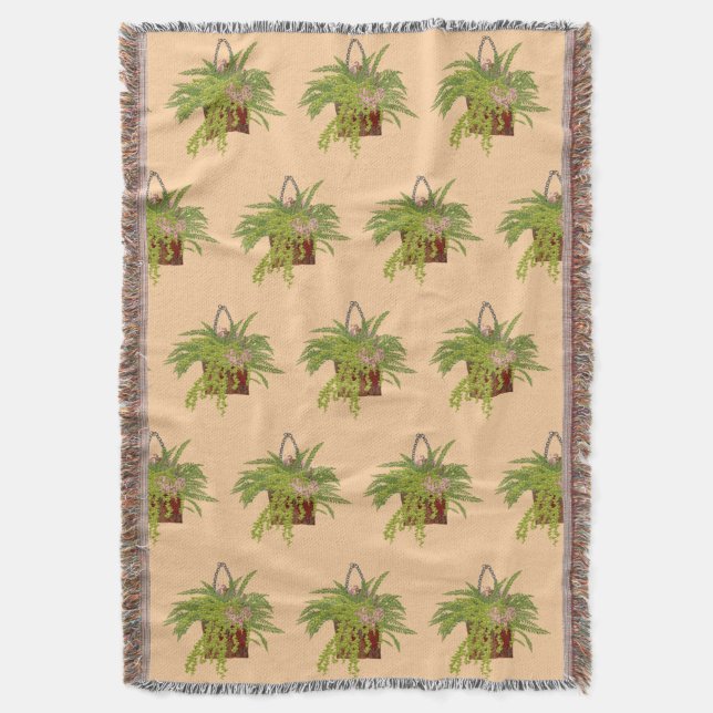 Couverture Fern Ivy Hanging Plant Botanical Illustration Art (devant Vertical)