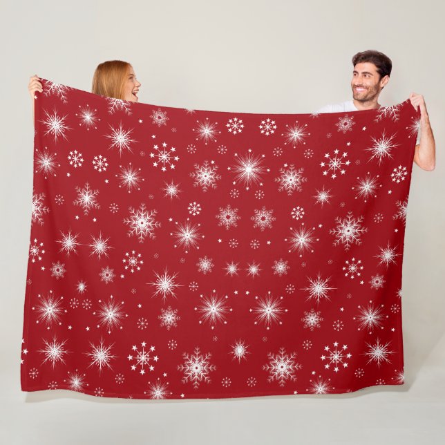Couverture Festive de flocon de neige en rouge vif (En situation)