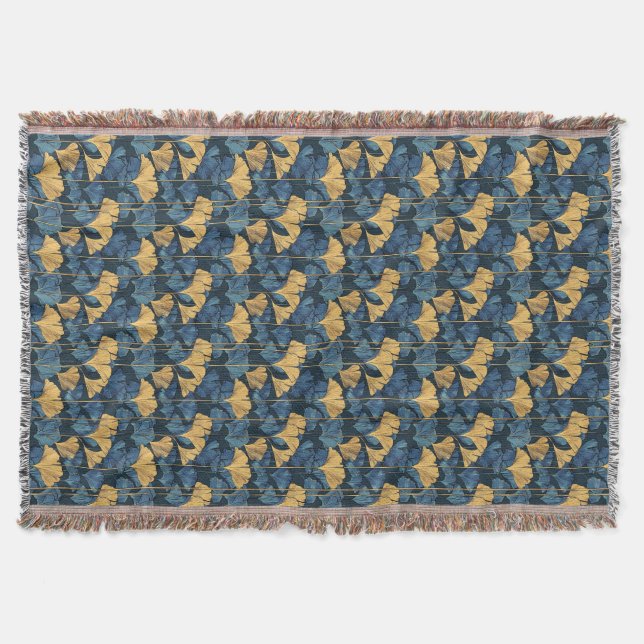 Couverture Feuille de Ginkgo Bleu Patine et Or  (Devant)