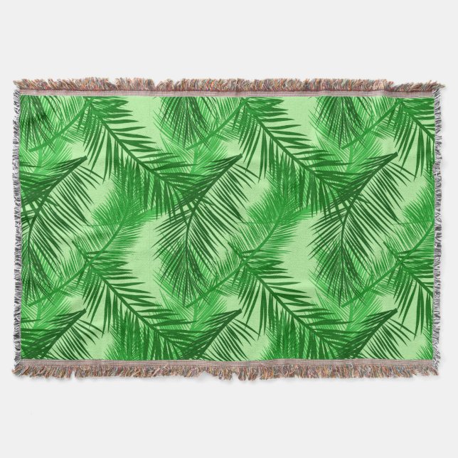 Couverture Feuille de palme Impression, émeraude et vert citr (Devant)