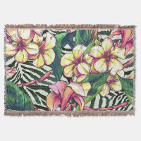 Feuille floral HAWAÏEN audacieux et Plumeria de