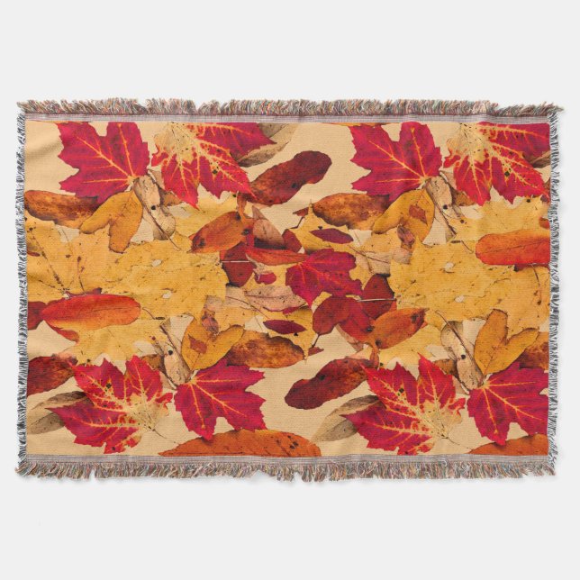 Couverture Feuilles d'automne Brown rouge jaune (Devant)