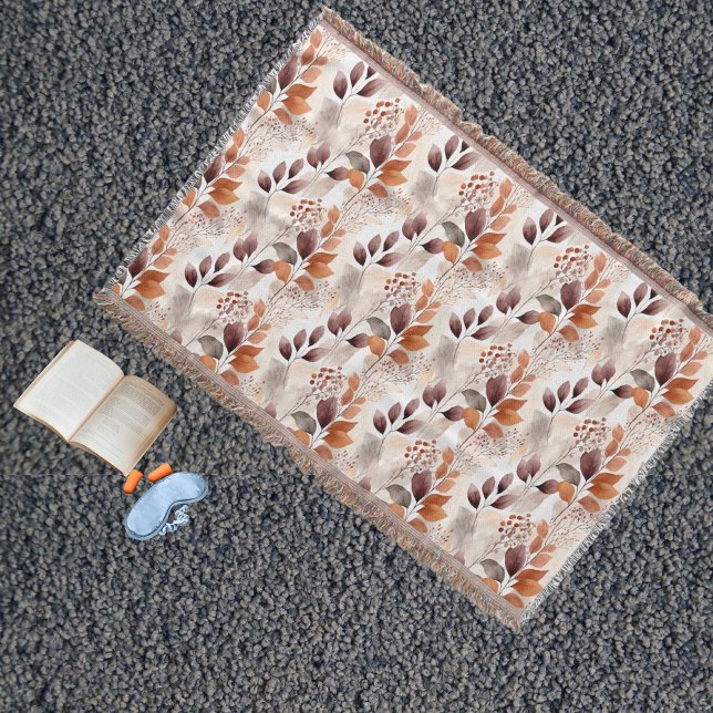 Couverture Feuilles d'automne de Terracotta et de Bourgogne | (Créateur téléchargé)