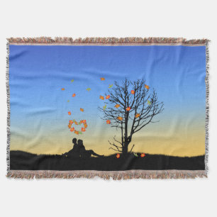 Couverture Feuilles d'automne en forme de coeur Couple