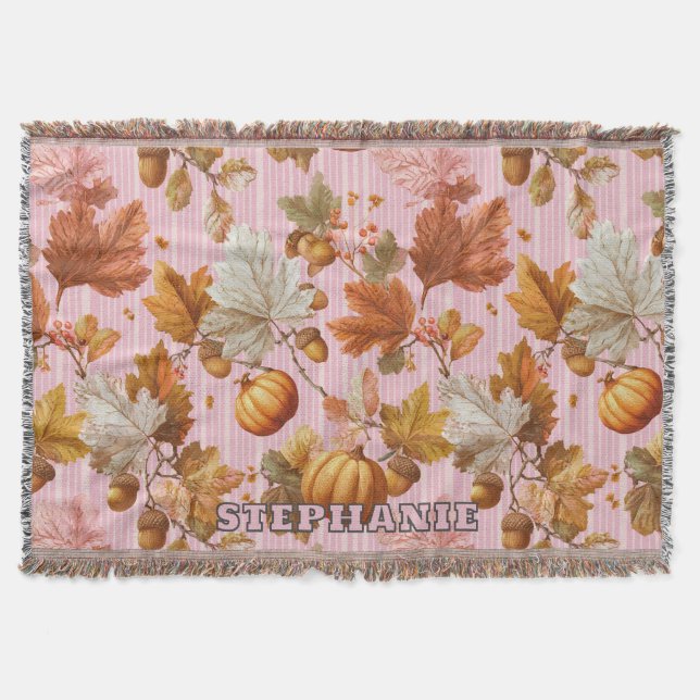 Couverture Feuilles d'automne et Citrouilles Motif sans coutu (Devant)