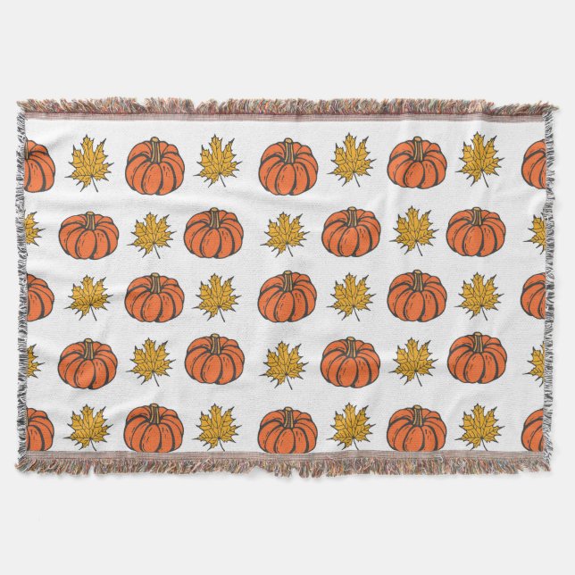 Couverture Feuilles d'automne : Motif Citrouille à main (Devant)