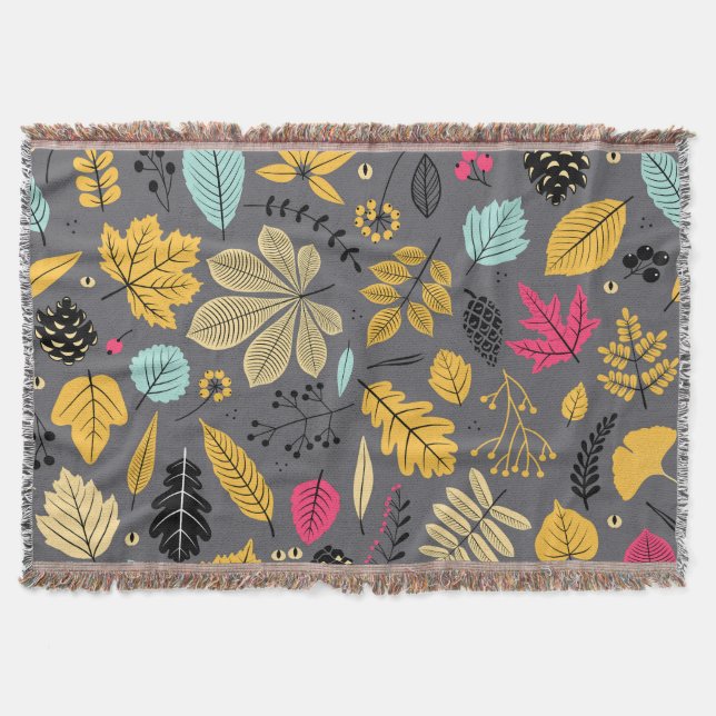 Couverture Feuilles d'automne : Motif foncé sans couture (Devant)