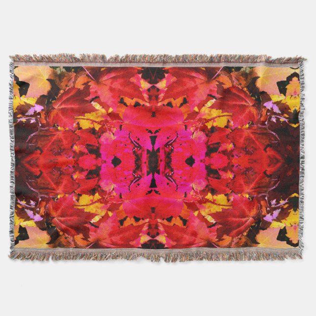 Couverture Feuilles d'automne rose abstrait rose rouge (Devant)