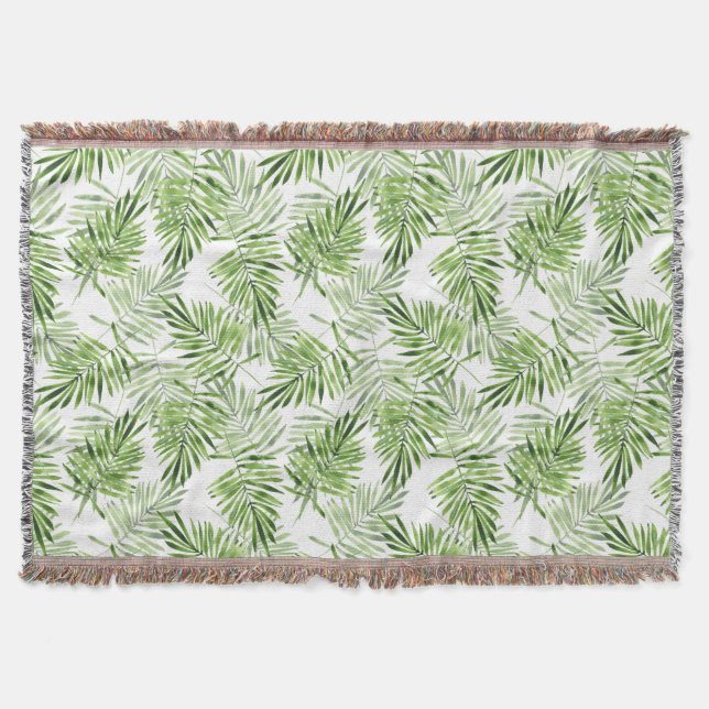 Couverture Feuilles de palmiers verts. Motif aquarelle (Devant)