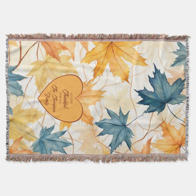 Couverture Feuilles d'érable personnalisés Thanksgiving Heart (Devant)