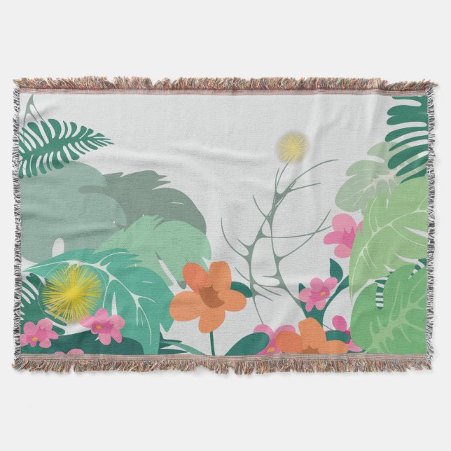 Couverture Feuilles et Fleurs Tropicales Pastel (Devant)