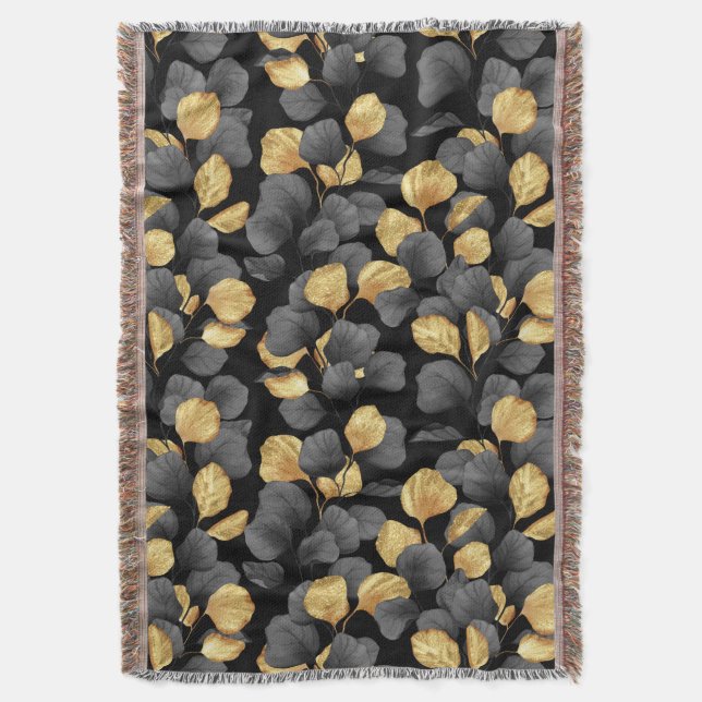 Couverture Feuilles noirs et or. Motif (devant Vertical)