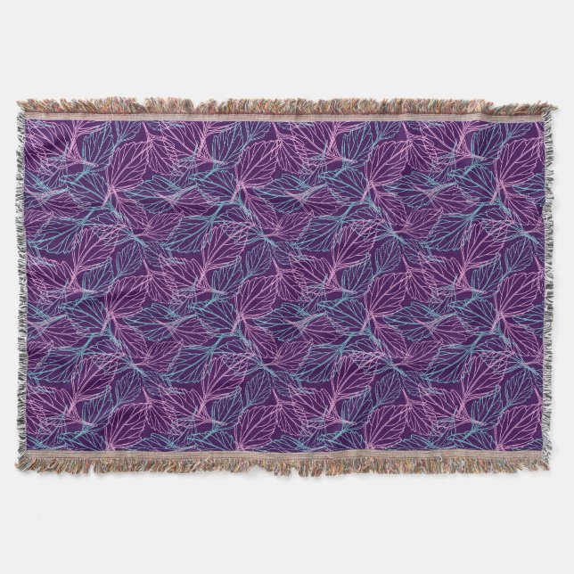 Couverture Feuilles stylisées rose et turquoise Motif violet  (Devant)