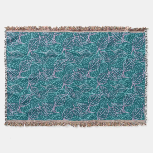 Couverture Feuilles stylisées rose et turquoise Motif violet  (Devant)