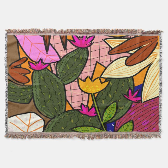 Couverture feuilles tropicaux Abstraits et fleurs (Devant)