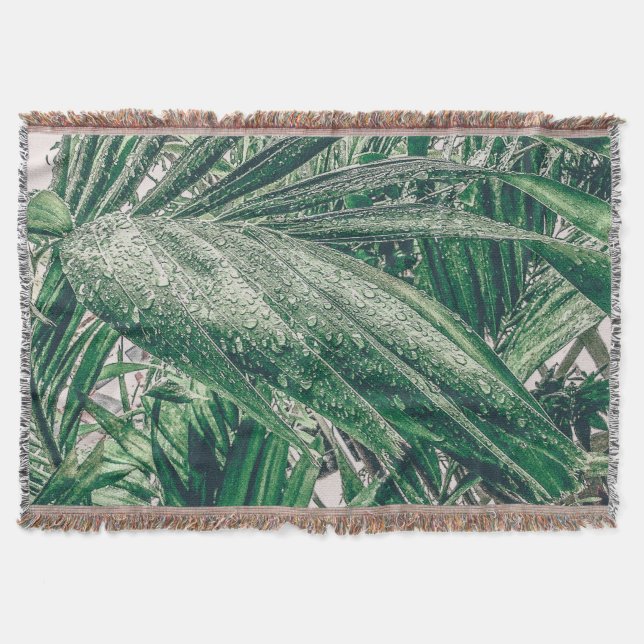 Couverture Feuilles tropicaux avec Raindrops (Devant)