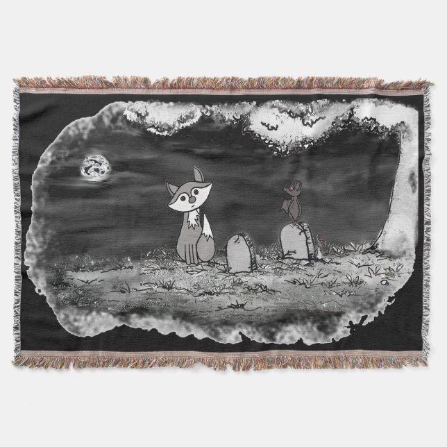 Couverture figdewdrop Fig & Blinky Cimetière Plaid de Jet (Devant)