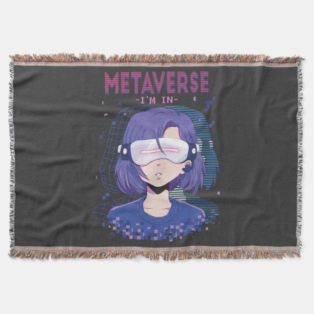 Couverture Fille anime lunettes de réalité virtuelle Plaid  (Devant)
