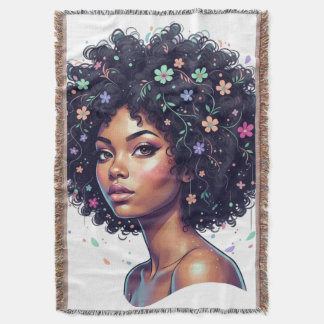 Couverture Fille noire fantaisiste avec afro orné de fleurs
