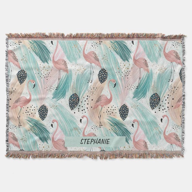 Couverture Flamant rose d'aquarelle Motif tropical (Devant)