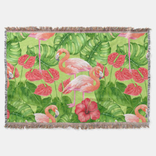 Couverture Flamant rose et plantes tropicaux